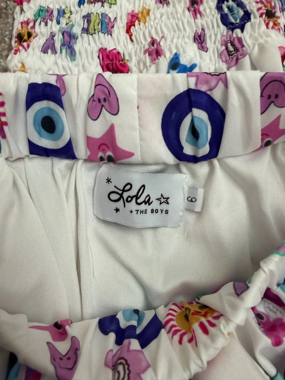 Lola +The Boys White Two-Piece Set with Multicolor Graphic Print
